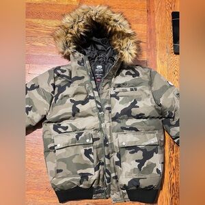 Ecko Unlimited Camouflage heavyweight Jacket with Faux Fur Hood